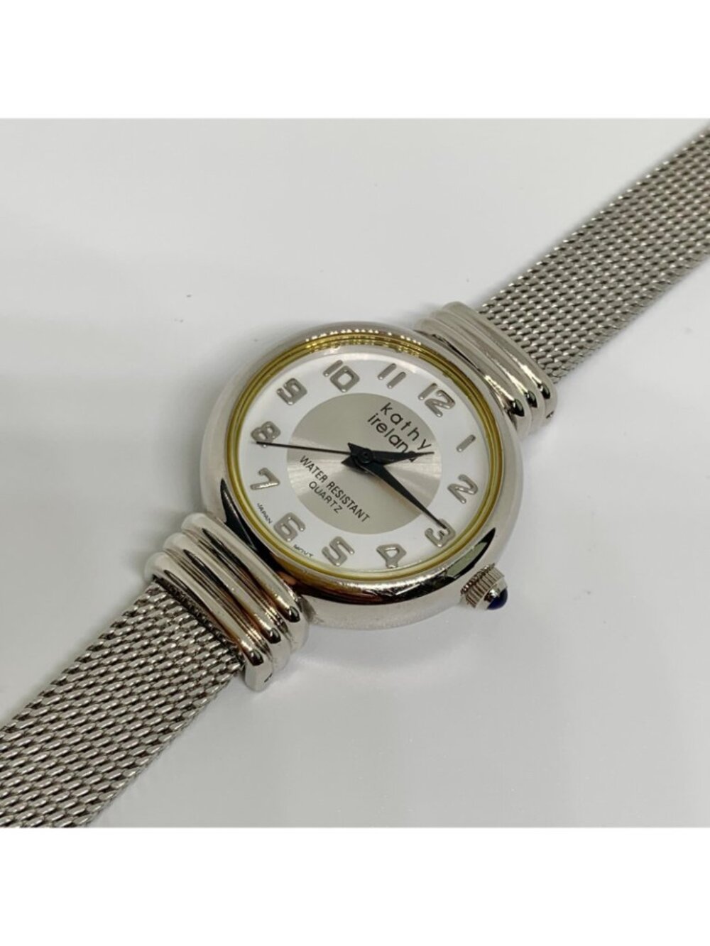 Vintage Kathy Ireland silver tone women watch quartz 25mm mesh band running - Picture 2 of 6